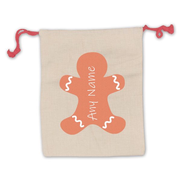 Christmas Presents Sack with Gingerbread Man Design - Image 2