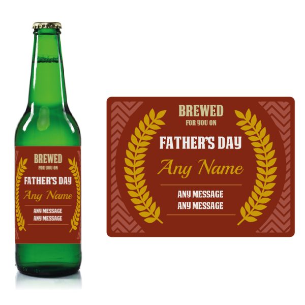 Personalised Fathers day beer bottle label Brick Red - Corn Ears