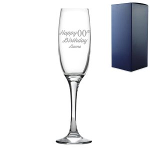 Engraved  Champagne Flute Happy 20,30,40,50... Birthday Modern