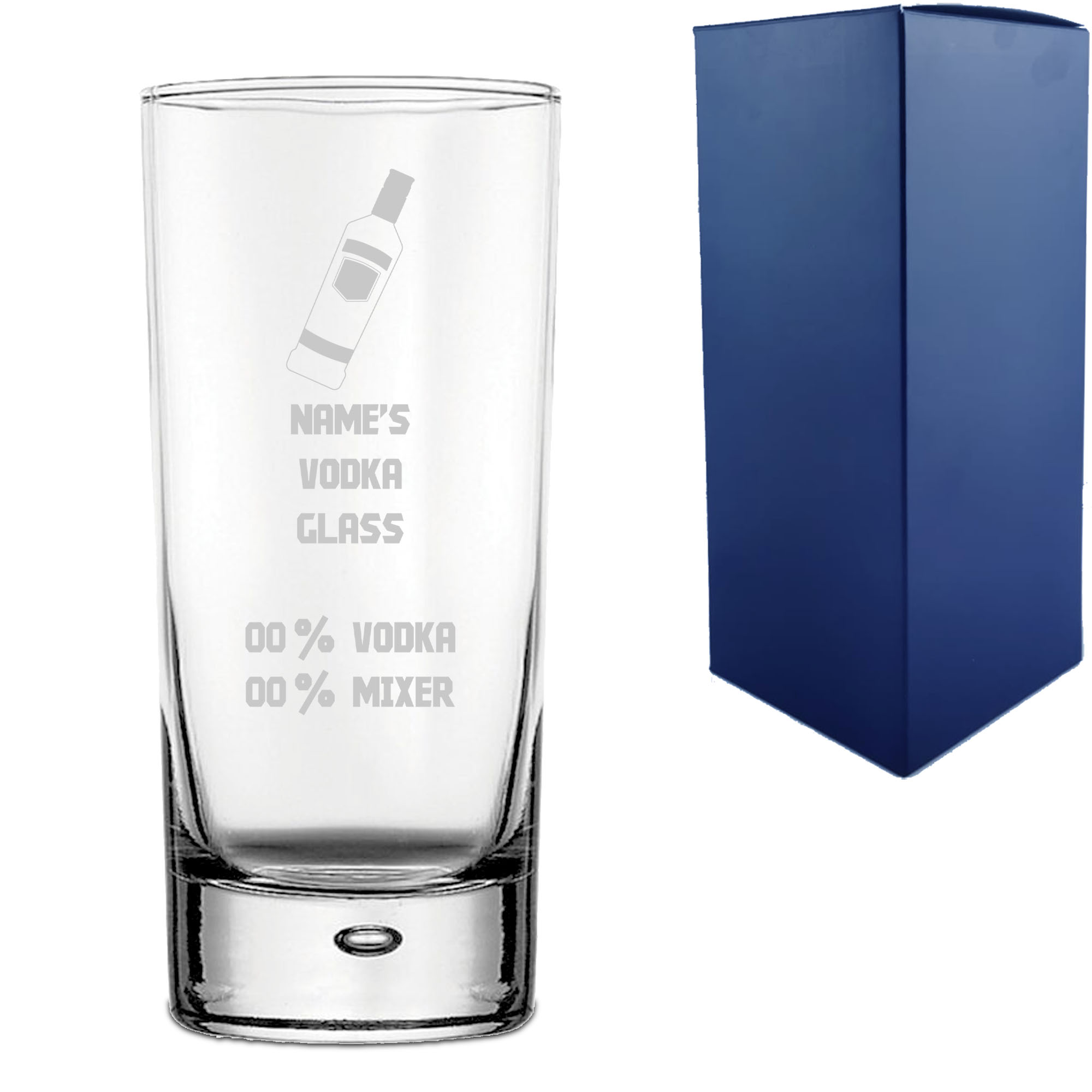 Personalised Engraved Vodka Bubble Hiball with 'Name's Vodka Glass and Mixer' Design - Image 2