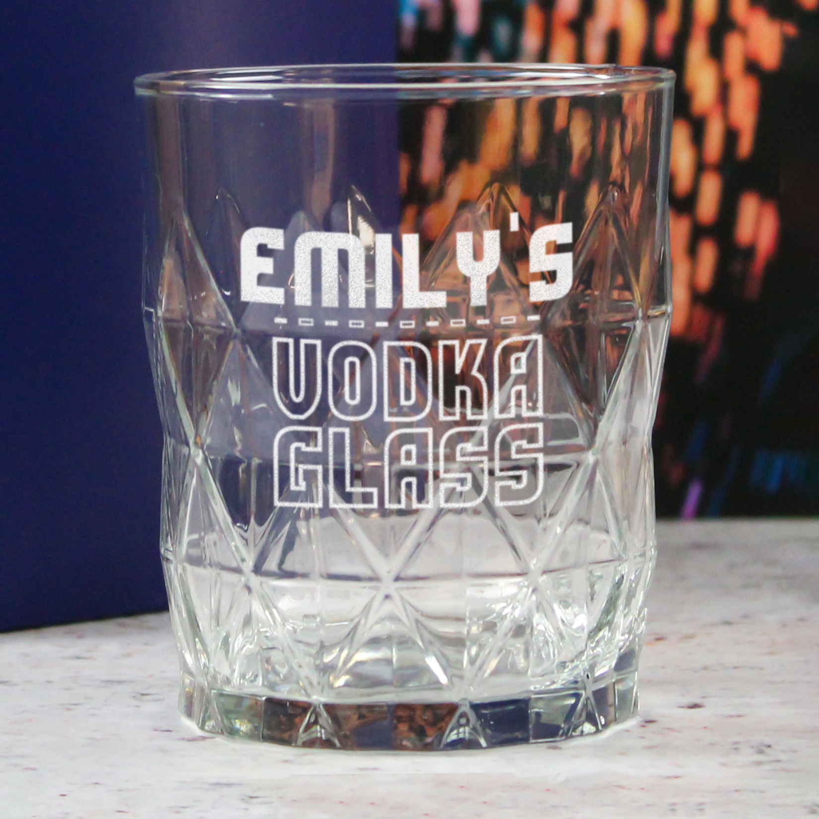 Personalised Engraved Vodka Short Keops Tumbler with 'Name's Vodka Glass' Design - Image 4