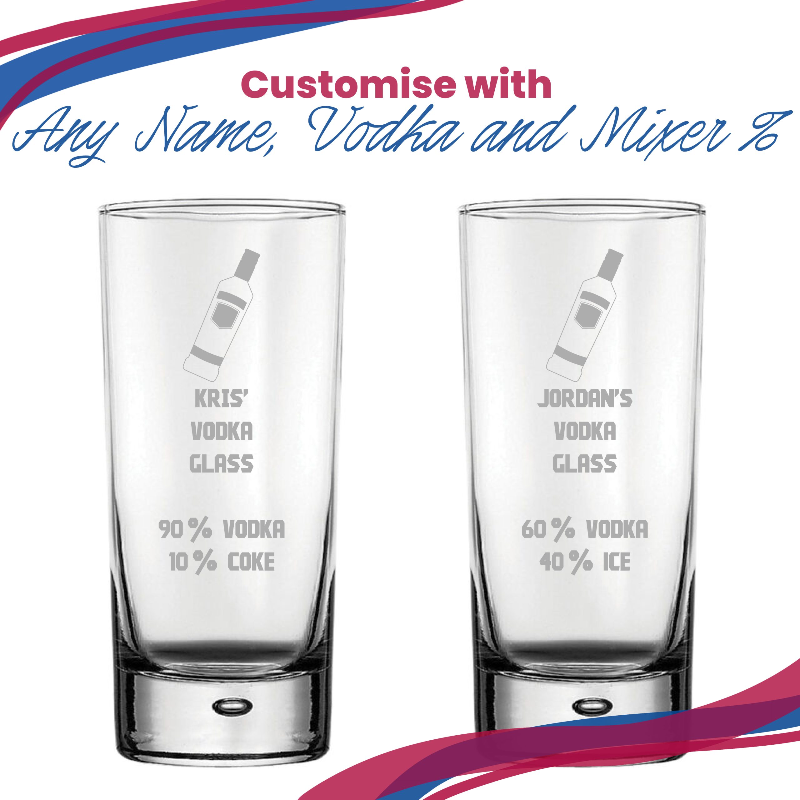 Personalised Engraved Vodka Bubble Hiball with 'Name's Vodka Glass and Mixer' Design - Image 5