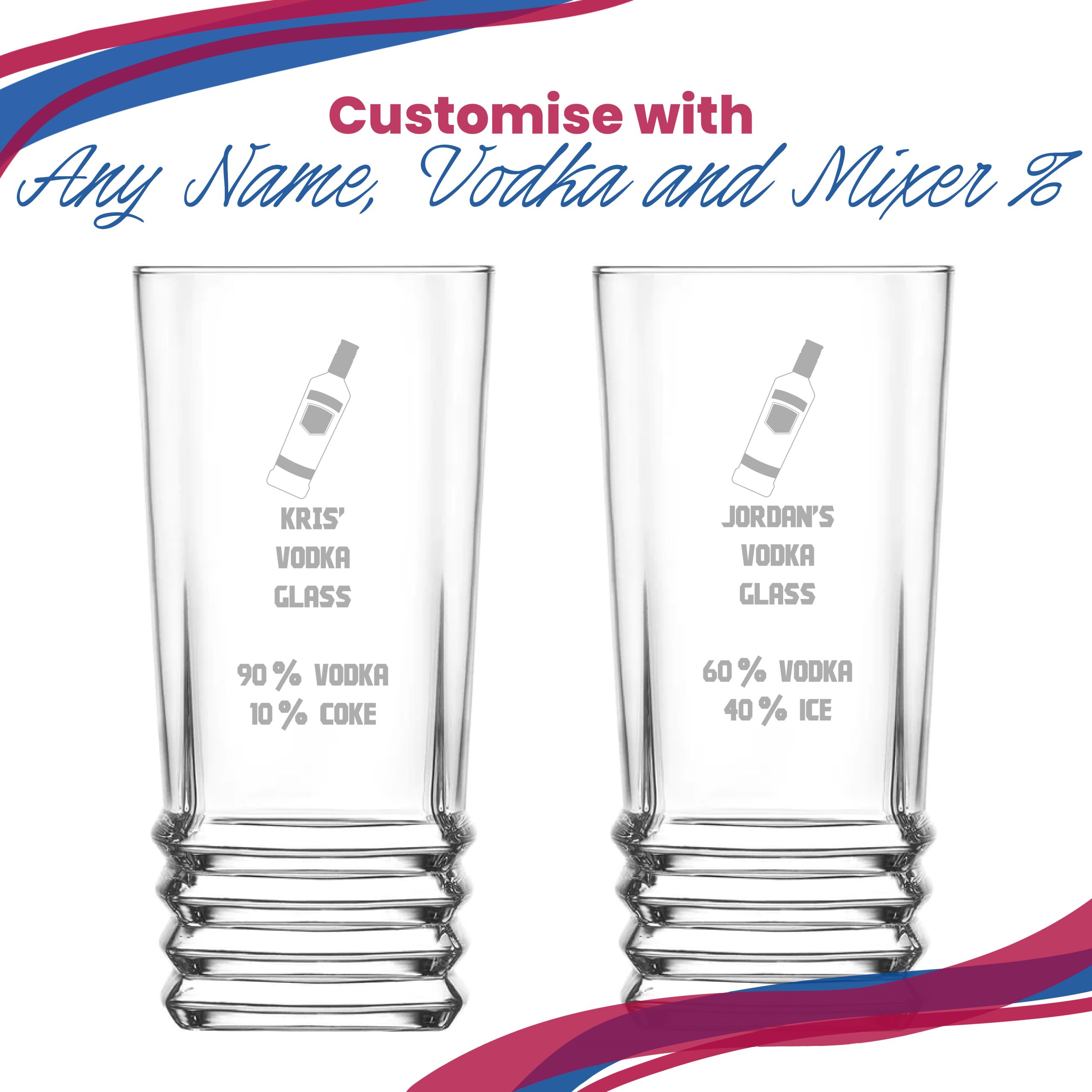 Personalised Engraved Vodka Elegan Hiball with 'Name's Vodka Glass and Mixer' Design - Image 5