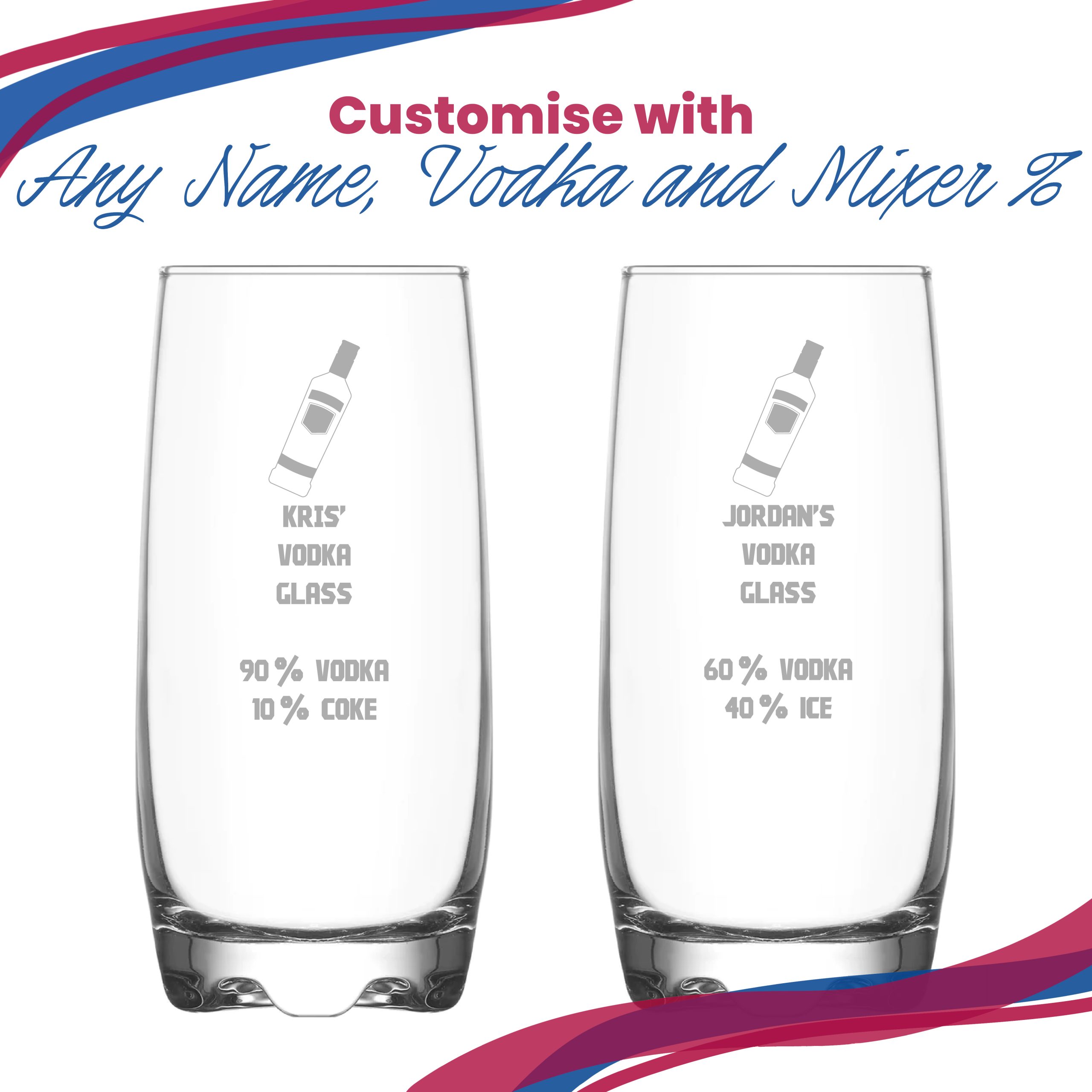 Personalised Engraved Vodka Adora Hiball with 'Name's Vodka Glass and Mixer' Design - Image 5