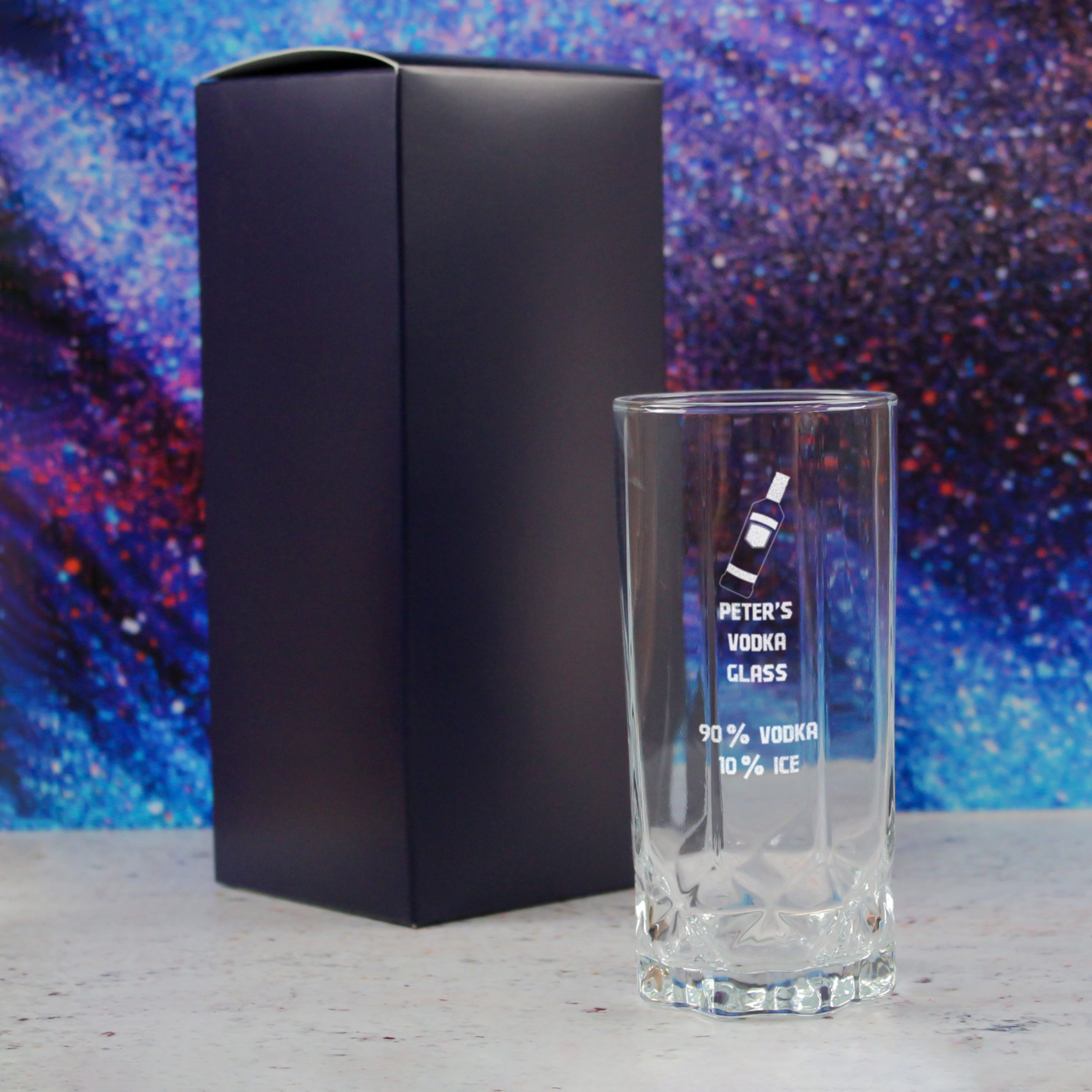 Personalised Engraved Vodka Future Hiball with 'Name's Vodka Glass and Mixer' Design