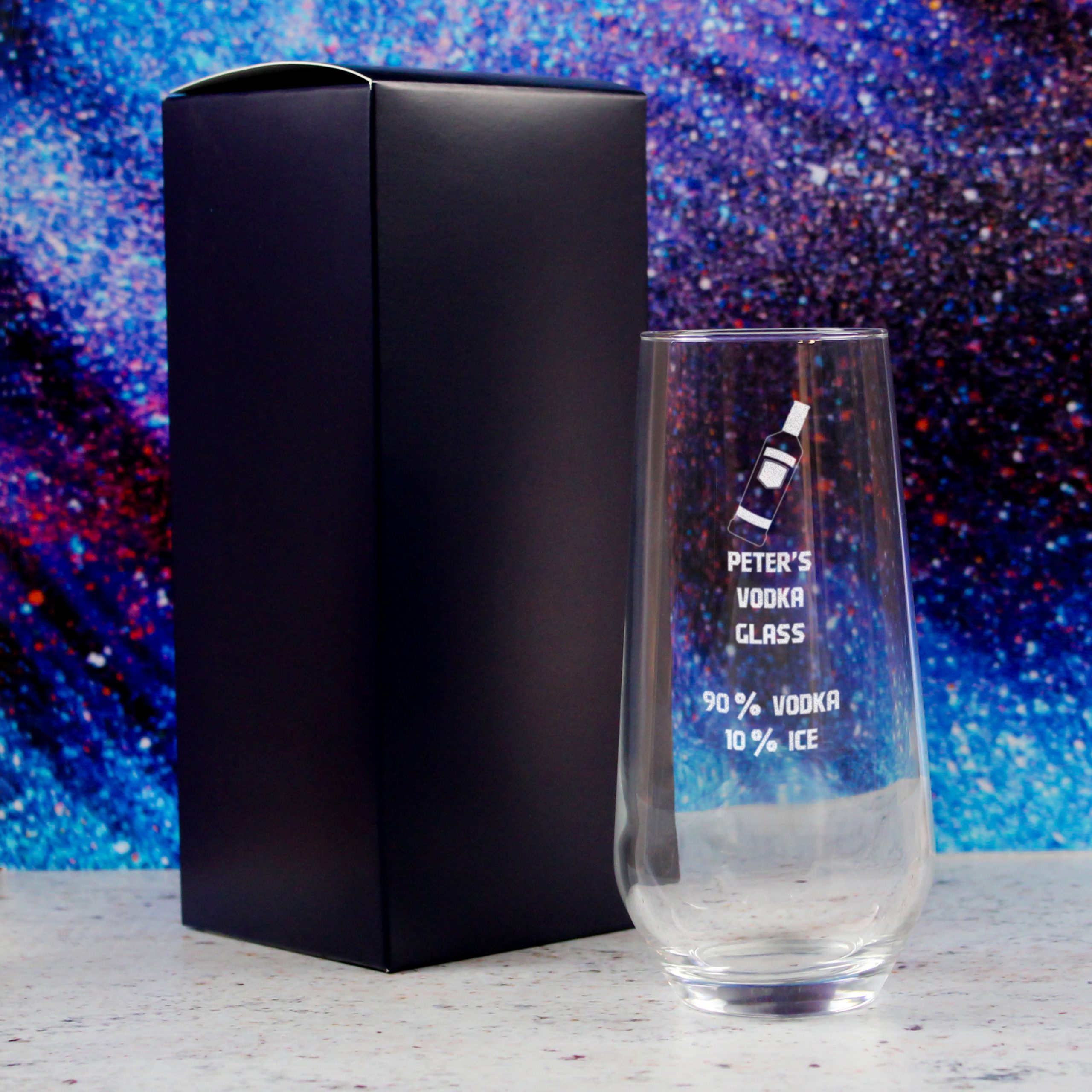 Personalised Engraved Vodka Lima Hiball with 'Name's Vodka Glass and Mixer' Design