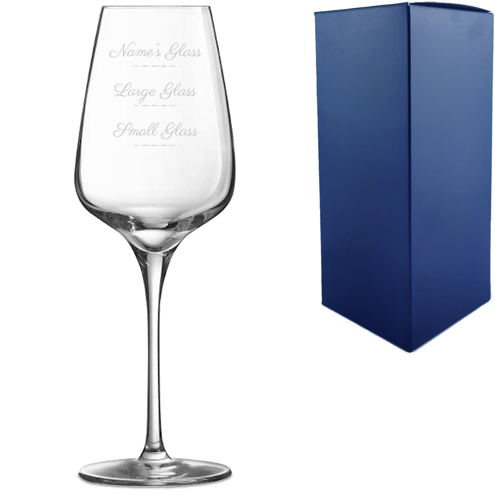 Personalised Engraved Sublym Wine Glass with Name's Glass Script Measurements Design, Customise with Any Name - Image 2