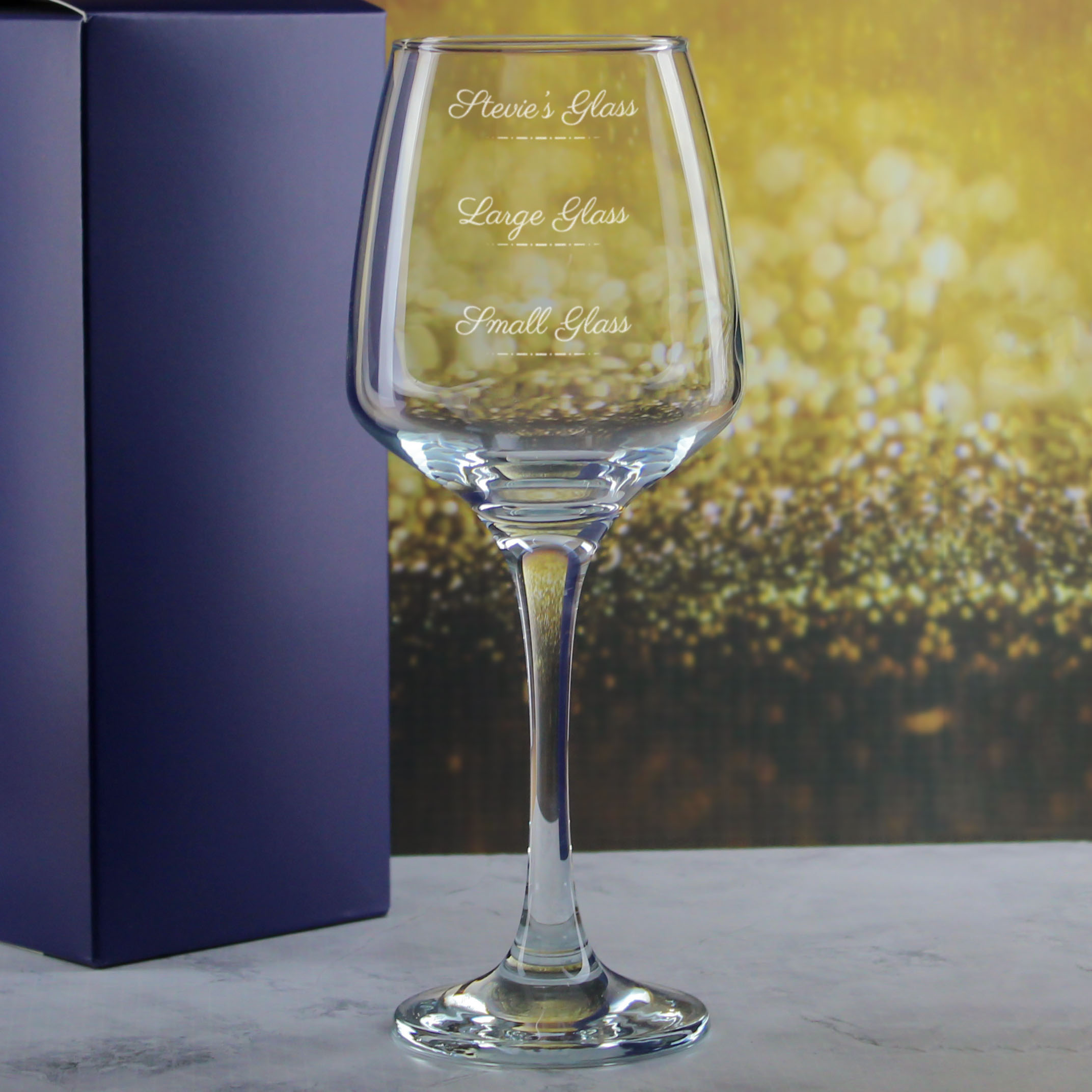 Personalised Engraved Tallo Wine Glass with Name's Glass Script Measurements Design, Customise with Any Name - Image 4