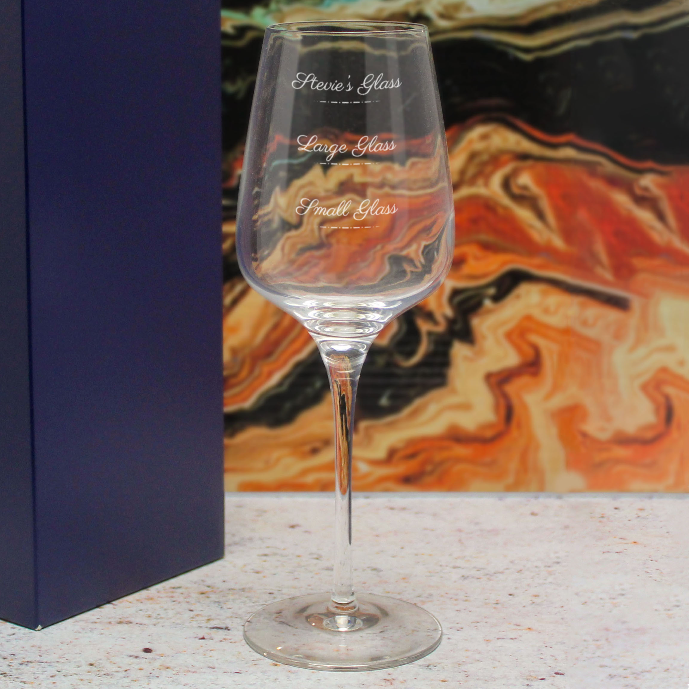 Personalised Engraved Sublym Wine Glass with Name's Glass Script Measurements Design, Customise with Any Name - Image 4