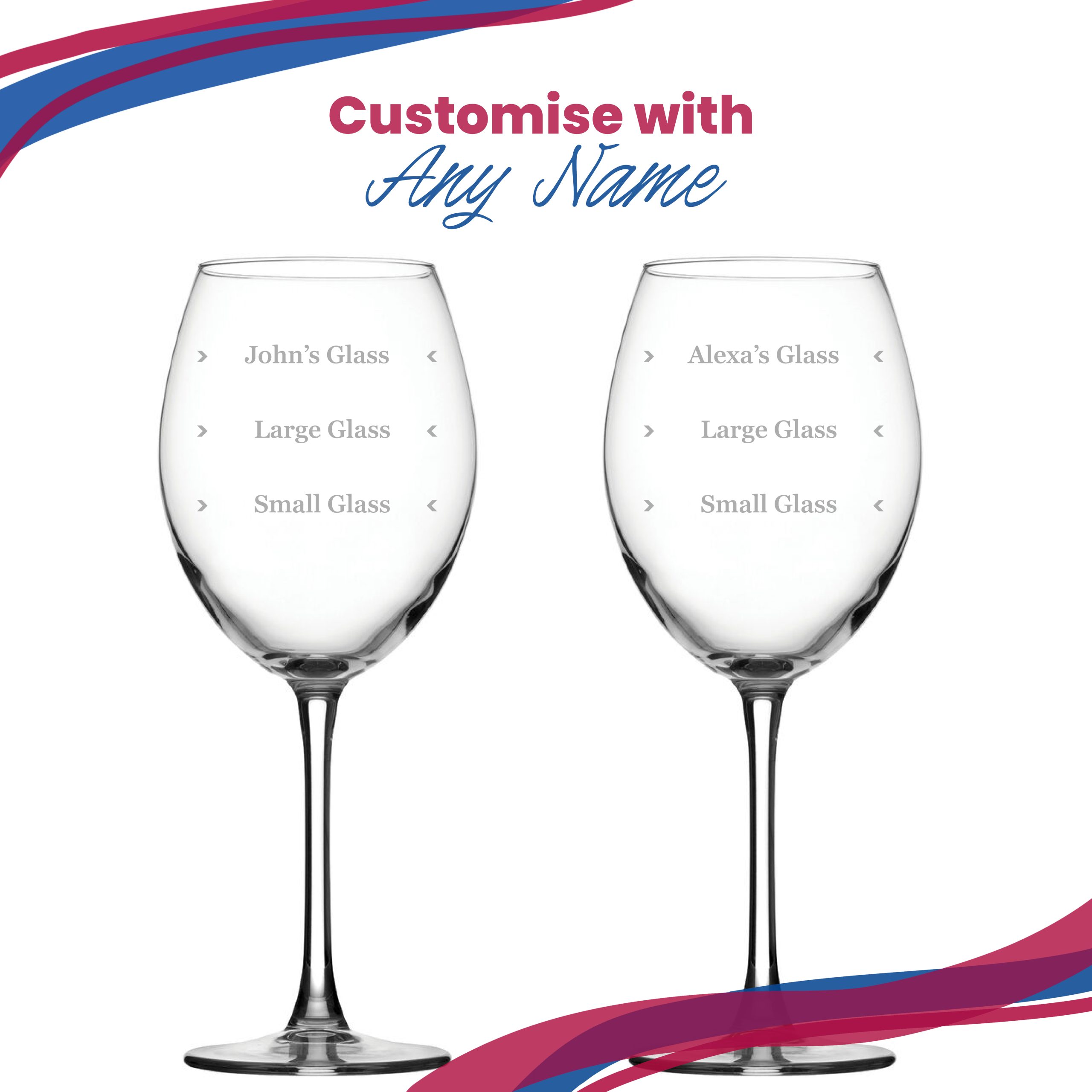 Personalised Engraved Enoteca Wine Glass with Name's Glass Serif Measurements Design, Customise with Any Name - Image 5