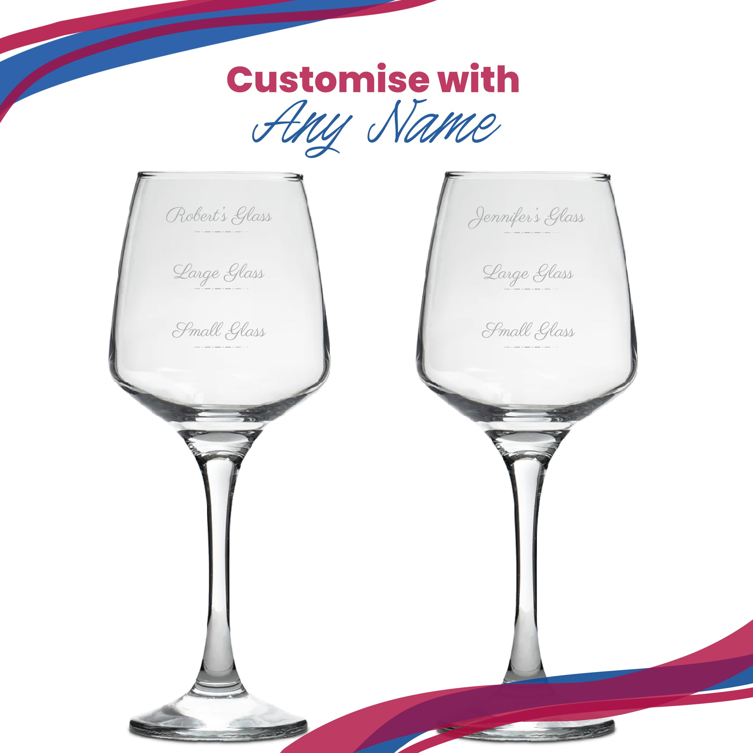 Personalised Engraved Tallo Wine Glass with Name's Glass Script Measurements Design, Customise with Any Name - Image 5