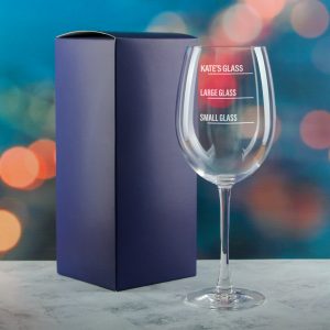 Personalised Engraved Reserva Wine Glass with Name's Glass Bold Measurements Design, Customise with Any Name
