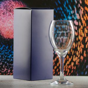 Personalised Engraved Pure Wine Glass with Name's Glass Serif Measurements Design, Customise with Any Name