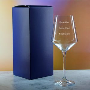 Personalised Engraved Infinity Wine Glass with Name's Glass Serif Measurements Design, Customise with Any Name
