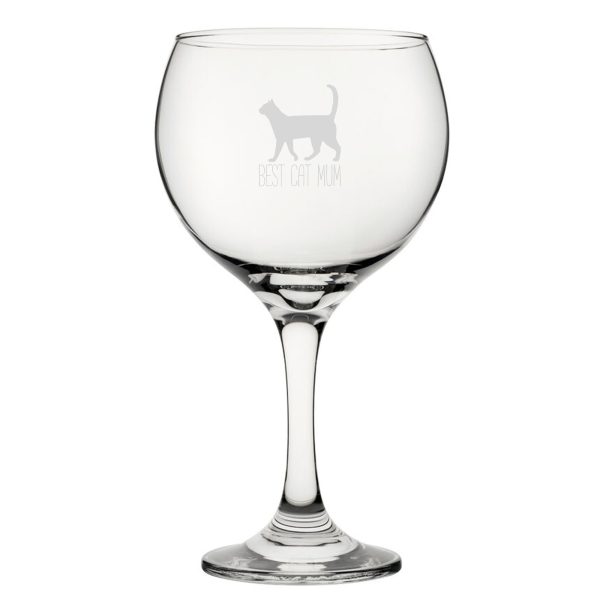 Best Cat Dad - Engraved Novelty Gin Balloon Cocktail Glass - Image 2