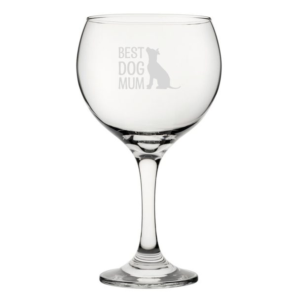 Best Dog Mum - Engraved Novelty Gin Balloon Cocktail Glass - Image 2