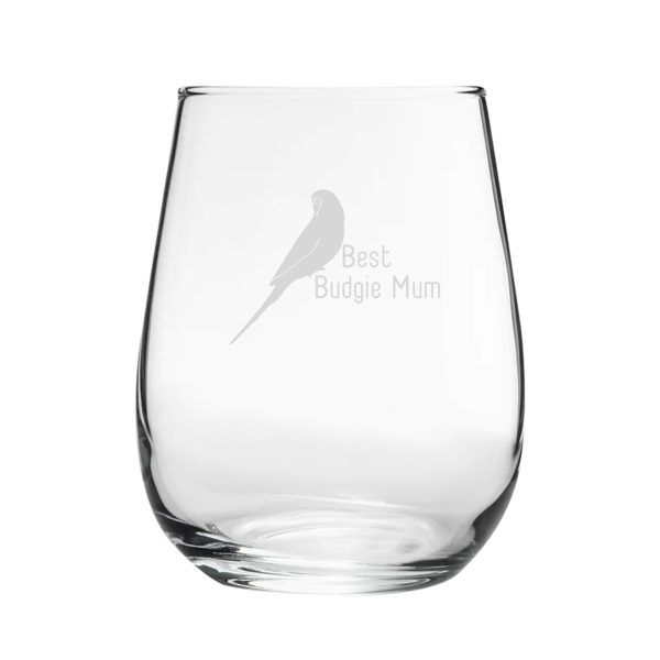 Best Budgie Dad - Engraved Novelty Stemless Wine Gin Tumbler - Image 2