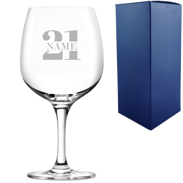 Engraved Spanish Gin Copa Balloon Cocktail Glass with Name in 21 Design - Image 2