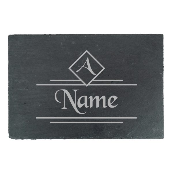 Engraved Rectangular Slate Cheeseboard with Name and Initial Design - Image 2