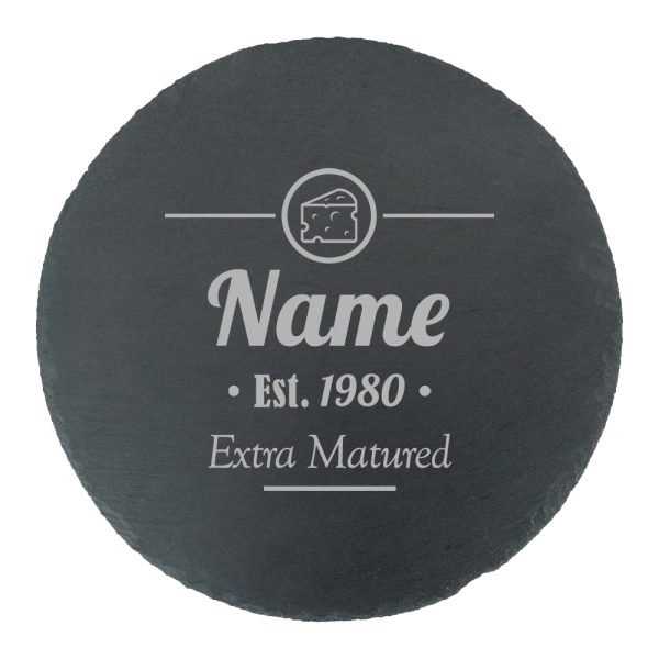 Engraved Round Slate Cheeseboard with Extra Matured Design - Image 2