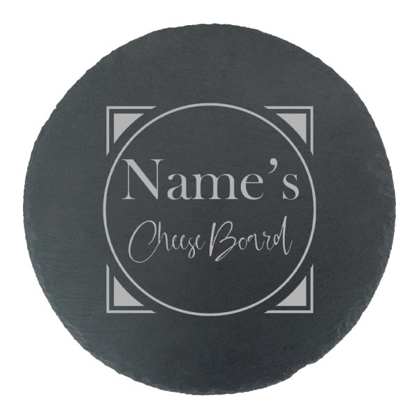 Engraved Round Slate Cheeseboard with Name's Cheeseboard with Circle Design - Image 2