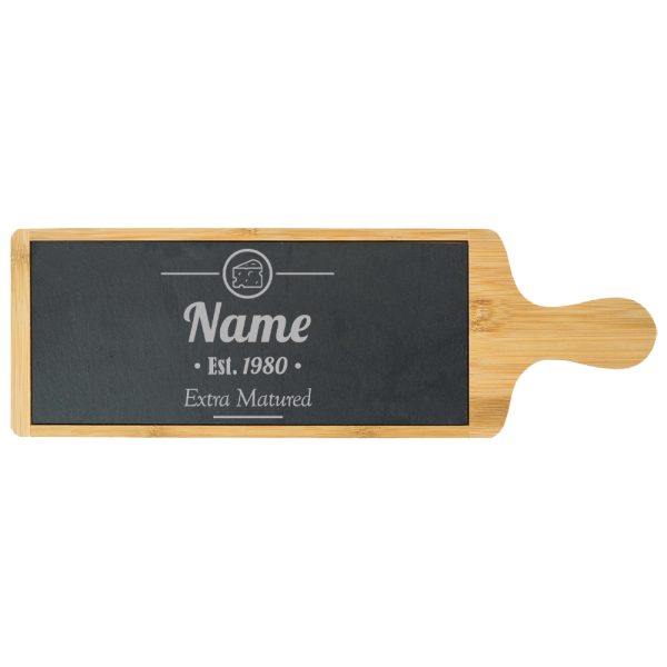 Engraved Bamboo and Slate Cheeseboard with Extra Matured Design - Image 2
