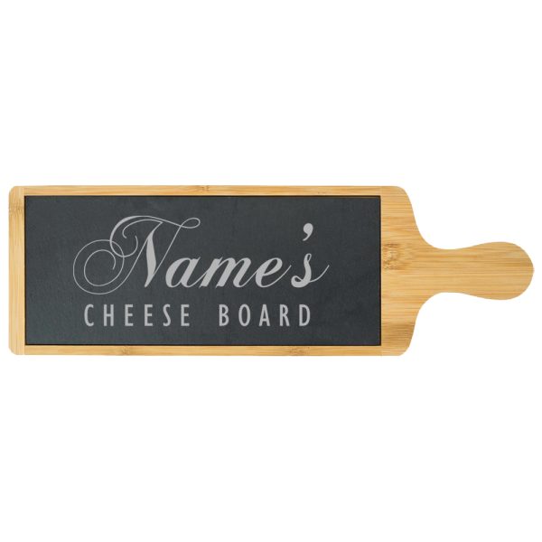 Engraved Bamboo and Slate Cheeseboard with Name's Cheeseboard Design - Image 2