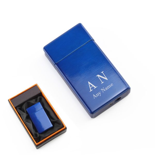 Engraved Jet Gas Lighter Blue Initials Gift Boxed - Image 2