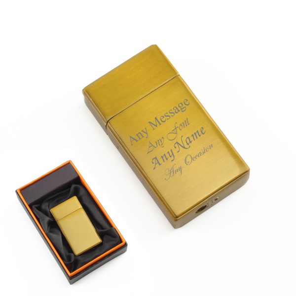 Engraved Jet Gas Lighter Gold Any Message Gift Boxed - Image 2