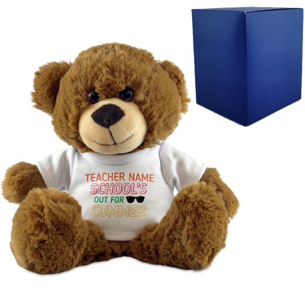 Dark Brown Teddy Bear with School's Out For Summer Design T-Shirt - Image 3
