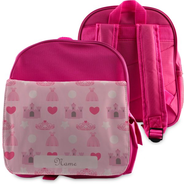 Printed Kids Pink Backpack with Princess Design, Customise with Any Name - Image 3