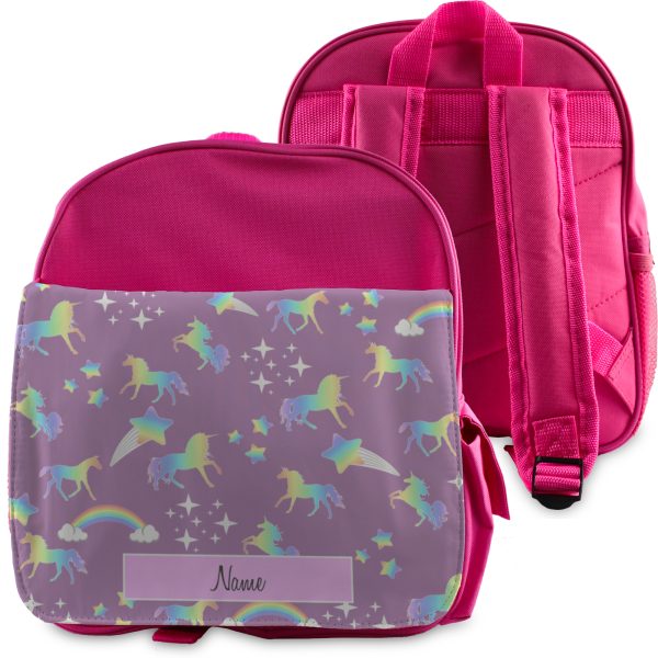 Printed Kids Pink Backpack with Unicorn Design, Customise with Any Name - Image 3