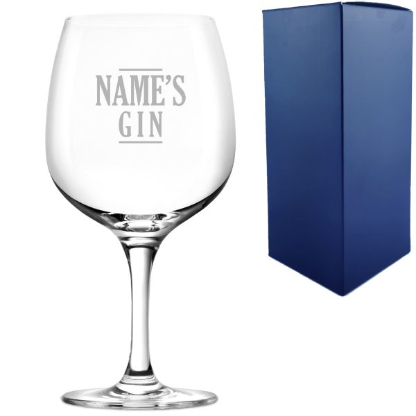 Engraved Spanish Gin Copa Balloon Cocktail Glass with Name's Gin Serif Design, Personalise with Any Name - Image 3
