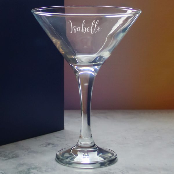 Engraved Petite Martini Cocktail Glass with Script Name, Personalise with Any Name - Image 3