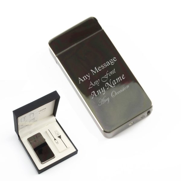 Engraved Electric Arc Lighter, Black, Any Message, Gift Boxed - Image 3