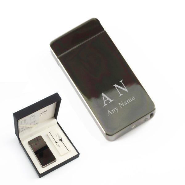 Engraved Electric Arc Lighter, Black, Initials, Gift Boxed - Image 3