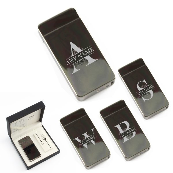 Engraved Electric Arc Lighter, Black, Any Letter, Gift Boxed - Image 3