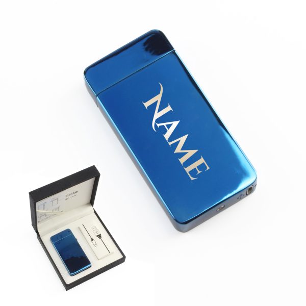 Engraved Electric Arc Lighter, Blue, Any Name, Gift Boxed - Image 3