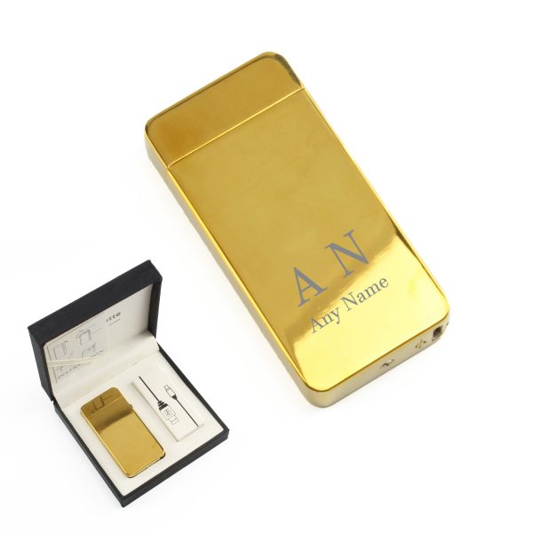 Engraved Electric Arc Lighter, Gold, Initials, Gift Boxed - Image 3