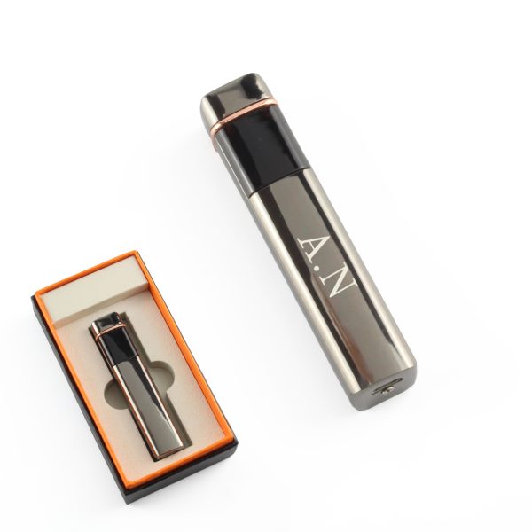 Engraved Slim Electric Lighter Black Initials Gift Boxed - Image 3
