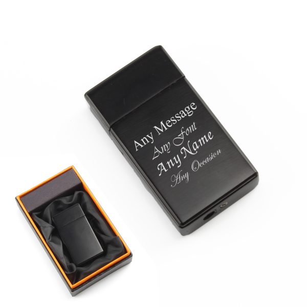 Engraved Jet Gas Lighter Black Any Message Gift Boxed - Image 3