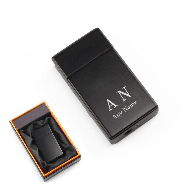 Engraved Jet Gas Lighter Black Initials Gift Boxed - Image 3