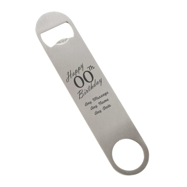 Engraved Large Steel Bar Blade Bottle Opener Happy Custom Number Birthday - Image 3