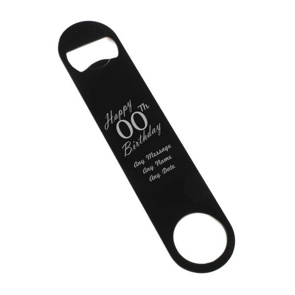 Engraved Large Black Steel Bar Blade Bottle Opener Happy Custom Number Birthday - Image 3