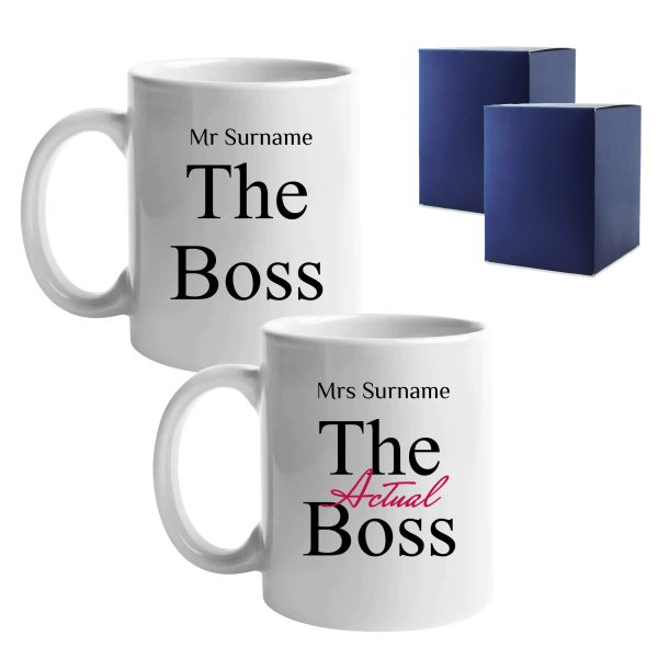 His and Hers Mug Set, The Boss and The Actual boss, 11oz/312ml Mugs - Image 3