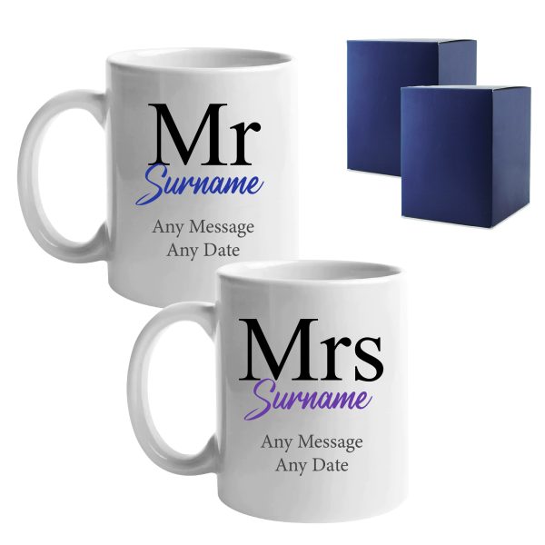 Mr and Mrs Mug Set, Classic Font Design, Ceramic 11oz/312ml Mugs - Image 3