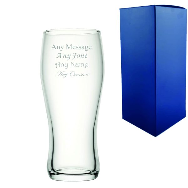 Engraved Pint Glass, Nevis Curved 20oz Beer Glass, Gift Boxed - Image 3