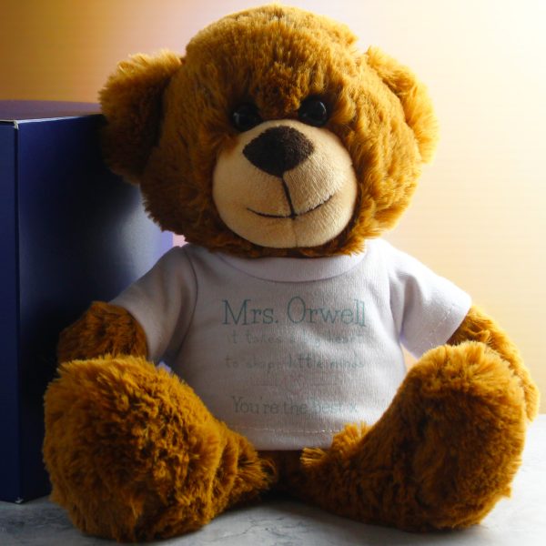 Dark Brown Teddy Bear with A Big Heart Shapes Little Minds Design - Image 4