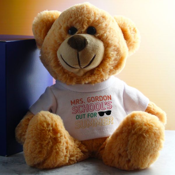 Cream Teddy Bear with School's Out For Summer Design T-Shirt - Image 4