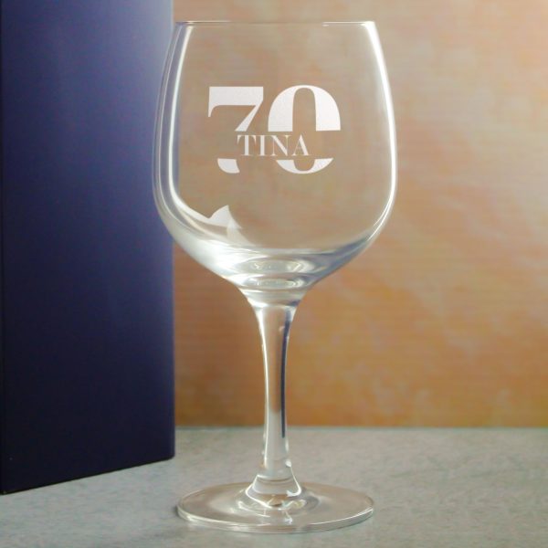 Engraved Spanish Gin Copa Balloon Cocktail Glass with Name in 70 Design - Image 4